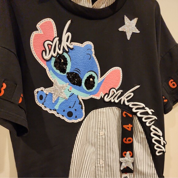 abo abbandono Sequin Embellished Tunic Shirt Dress Stitch  M/L Punk Style Fun - Picture 4 of 11